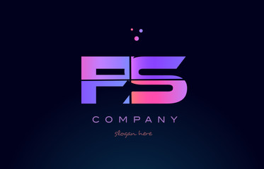 fs f s creative blue pink purple alphabet letter logo icon design