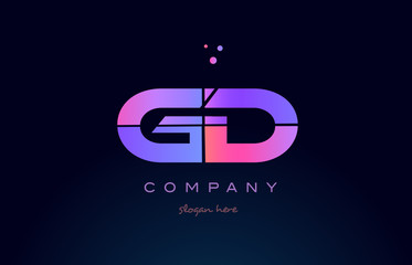 gd g d creative blue pink purple alphabet letter logo icon design