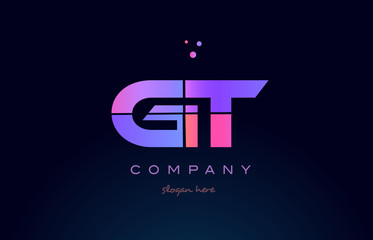 gt g t creative blue pink purple alphabet letter logo icon design