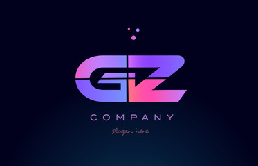 gz g z creative blue pink purple alphabet letter logo icon design