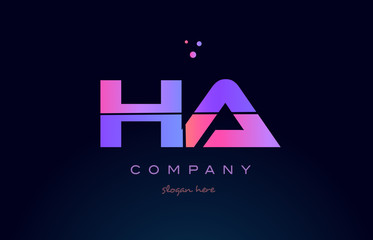 ha h a creative blue pink purple alphabet letter logo icon design