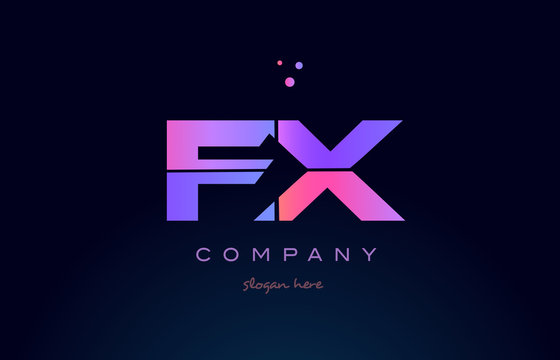 fx f x creative blue pink purple alphabet letter logo icon design