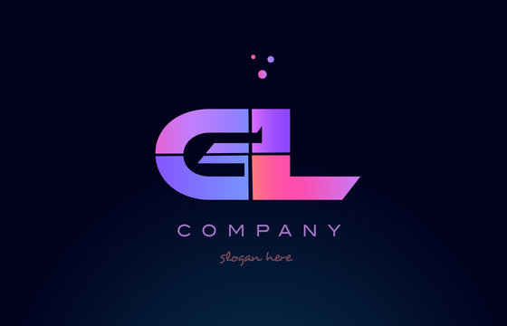 gl g l creative blue pink purple alphabet letter logo icon design