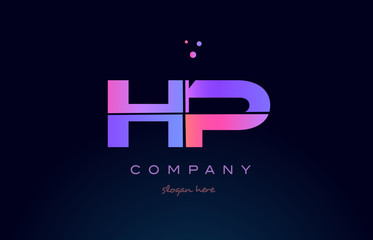 hp h p creative blue pink purple alphabet letter logo icon design