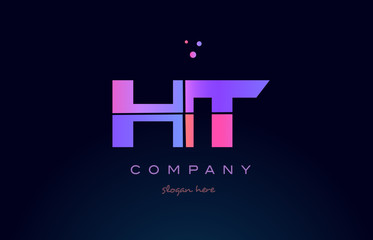 ht h t creative blue pink purple alphabet letter logo icon design