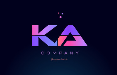 ka k a creative blue pink purple alphabet letter logo icon design - obrazy, fototapety, plakaty