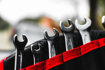 chrome spanners on black