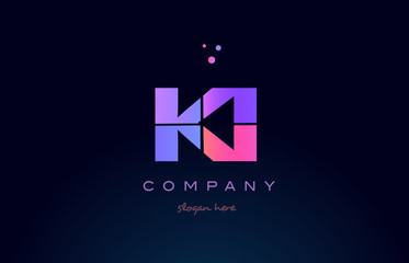 ki k i creative blue pink purple alphabet letter logo icon design