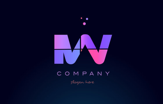 iw i w creative blue pink purple alphabet letter logo icon design