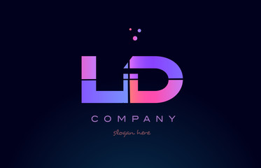 ld l d creative blue pink purple alphabet letter logo icon design
