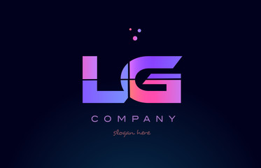 lg l g creative blue pink purple alphabet letter logo icon design