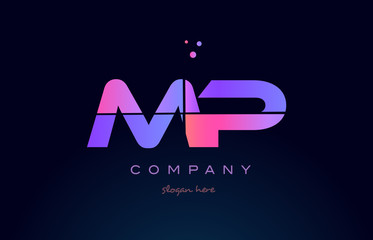 mp m p creative blue pink purple alphabet letter logo icon design