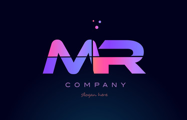 mr m r creative blue pink purple alphabet letter logo icon design
