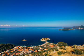 Island of Sveti Stefan in Montenegro. Panoramic shot