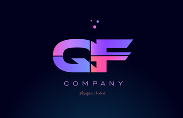 qf q f creative blue pink purple alphabet letter logo icon design