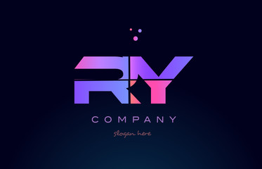 ry r y creative blue pink purple alphabet letter logo icon design - obrazy, fototapety, plakaty