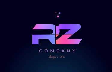 rz r z creative blue pink purple alphabet letter logo icon design