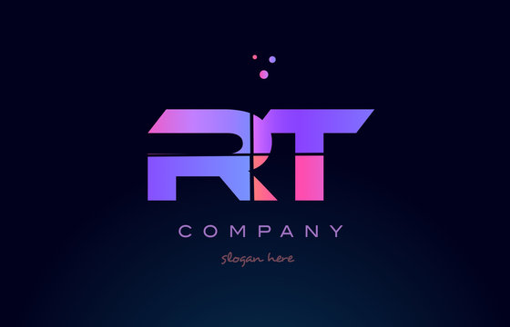 rt r t creative blue pink purple alphabet letter logo icon design