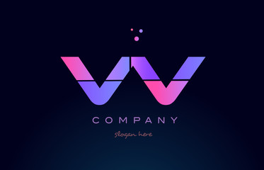 vv v creative blue pink purple alphabet letter logo icon design
