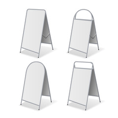 Metal Empty Blank Advertising Street Handheld Sandwich Stands Sidewalk Signs Isolated on White Background Vector.