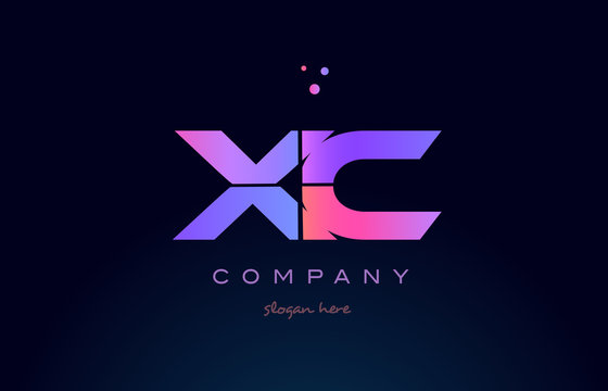 xc x c creative blue pink purple alphabet letter logo icon design