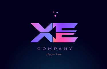 xe x e creative blue pink purple alphabet letter logo icon design