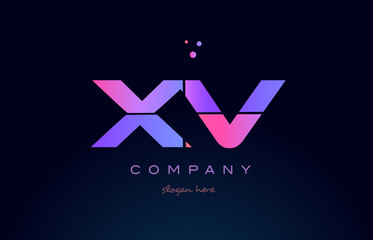 xv x v creative blue pink purple alphabet letter logo icon design