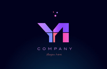 yi y i creative blue pink purple alphabet letter logo icon design