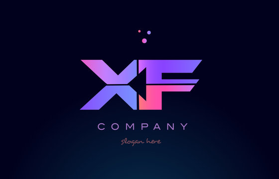 xf x f creative blue pink purple alphabet letter logo icon design