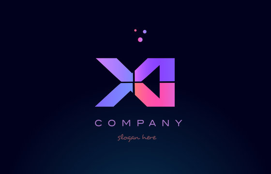 xi x i creative blue pink purple alphabet letter logo icon design