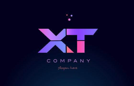 xt x t creative blue pink purple alphabet letter logo icon design