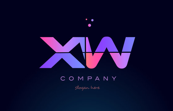 xw x w creative blue pink purple alphabet letter logo icon design