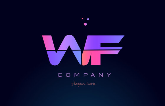 wf w f creative blue pink purple alphabet letter logo icon design