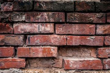 Old collapsing red bricks, A wall of old red bricks