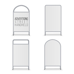 Metal Empty Blank Advertising Street Handheld Vector. Information Board Template