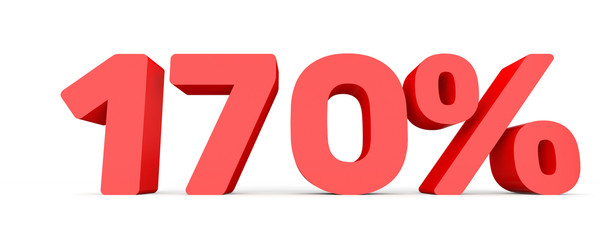 One hundred and seventy percent. 170 %. 3d illustration.