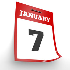 January 7. Calendar on white background.