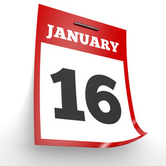 January 16. Calendar on white background.