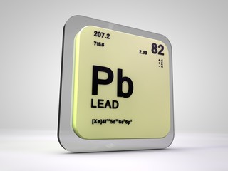 Lead - Pd - chemical element periodic table 3d render