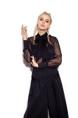 Obraz premium Beautiful Woman in Black Dress