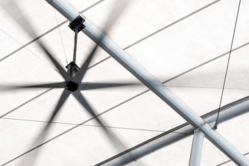 Electric roof fan and the white canvas roofing