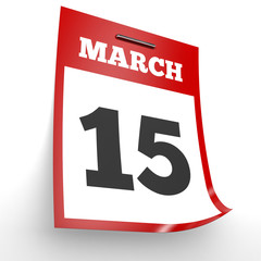 Fototapeta premium March 15. Calendar on white background.