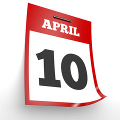 April 10. Calendar on white background.