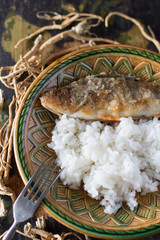 fried perch with rice