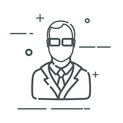 Silhouette of business man, man, isolated on white background. Linear style. Vector illustration.