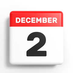 December 2. Calendar on white background.