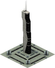 Isometric futuristic sci-fi architecture, modern tower. 3D rendering