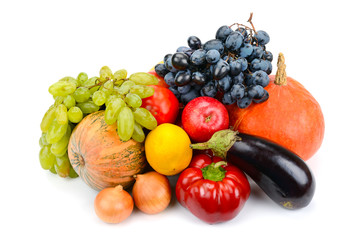 fruits and vegetables isolated on white background