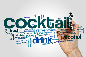 Cocktail word cloud concept on grey background