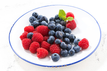 plate with berries on a white background